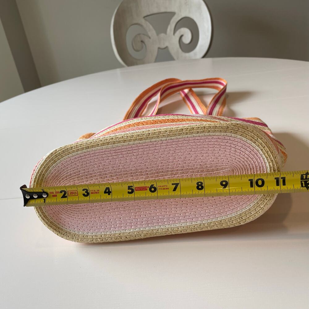 Cappelli Straworld Shoulder Bag Tote NWOT Striped Orange Pink Beachy Resort Pool - Picture 6 of 13